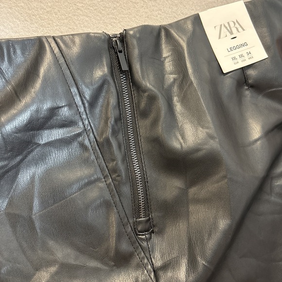 NWT Zara High-Rise Faux Leather Legging Women XXL Sid Zip Elastic Waist Wide Leg - Picture 8 of 8